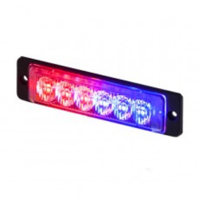 Durite 0-441-25 R65 Slimline High Intensity 3 Red & 3 Blue LED Warning Light (20 flash patterns) PN: 0-441-25